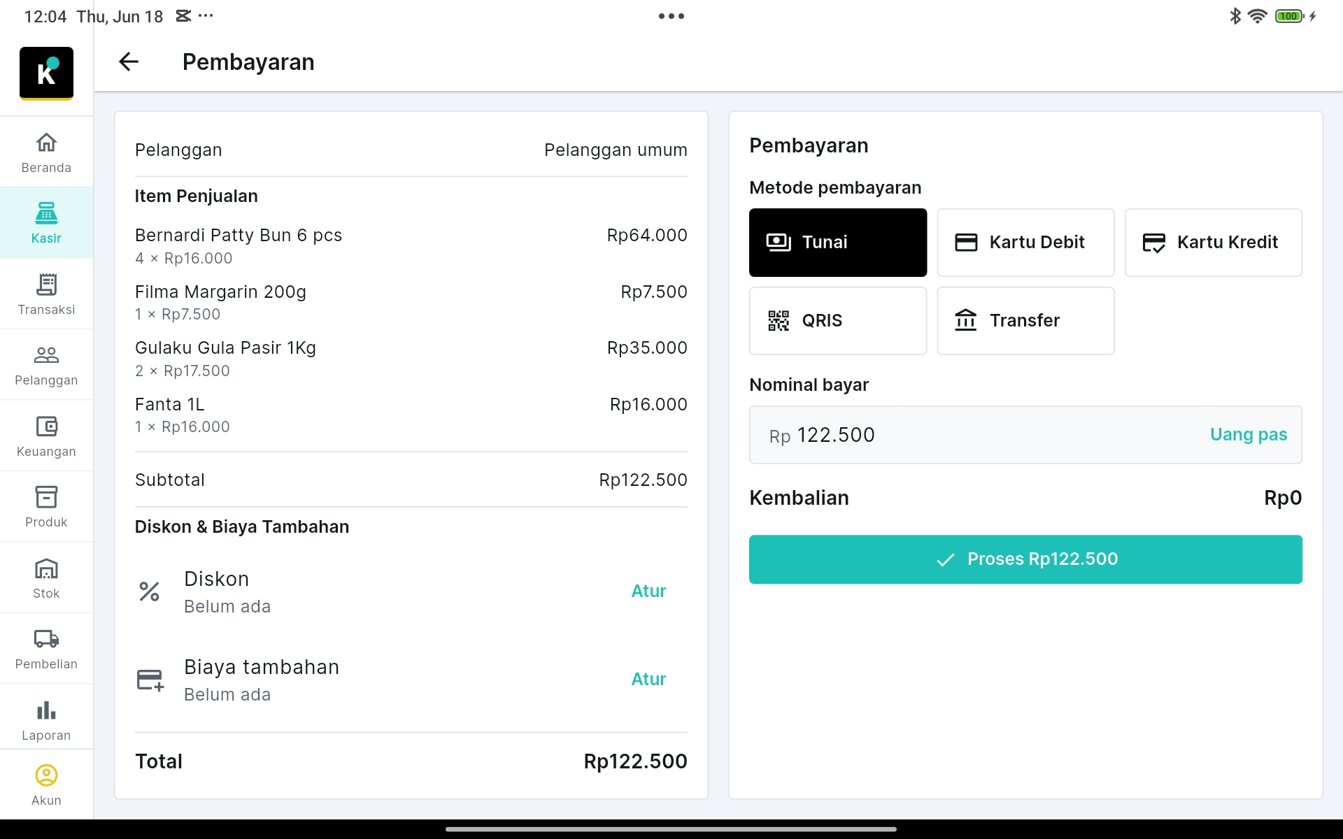 Layar pembayaran Kaspoint
